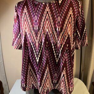 N.Y. Collection Women's Short Sleeve Pullover Blouse Petite XL Purple Made inUSA